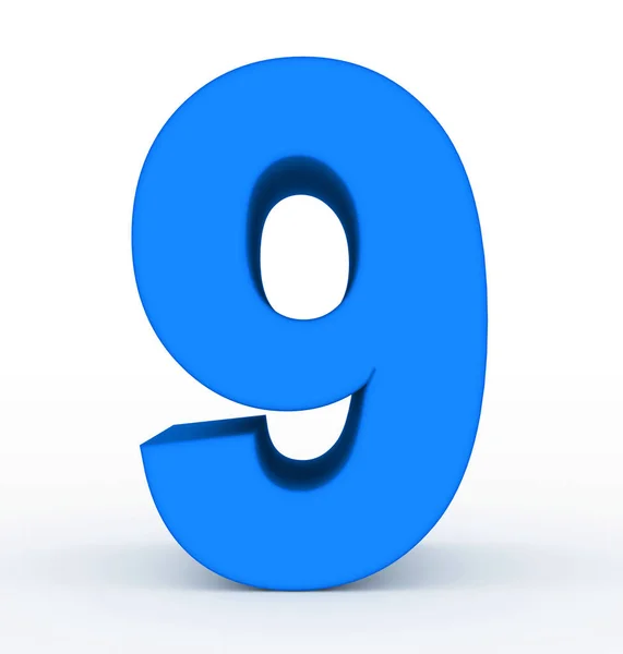 Number Clean Blue Isolated White Rendering — Stock Photo, Image