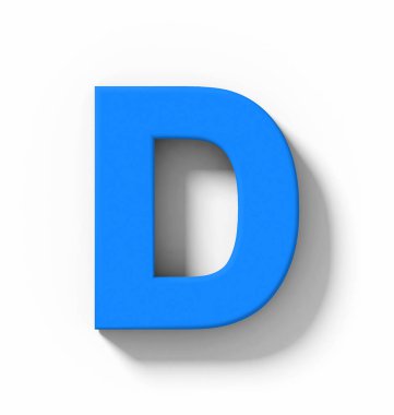 D harfi 3d mavi beyaz gölge - orthogonal projeksiyon - 3d render ile izole