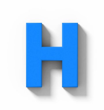 H harfi 3d mavi beyaz gölge - orthogonal projeksiyon - 3d render ile izole