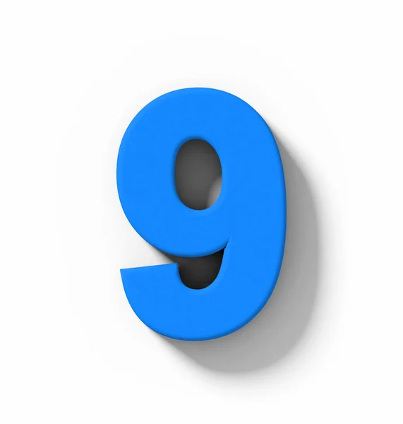 Número Azul Aislado Blanco Con Sombra Proyección Ortogonal Representación —  Fotos de Stock