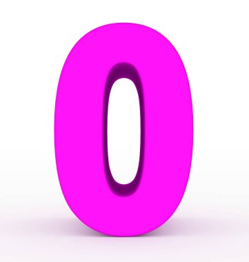sayı 0 beyaz - 3d render izole 3d temiz mor