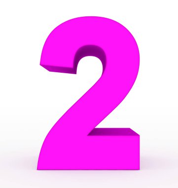 Sayı 2 - 3d işleme beyaz izole 3d temiz mor