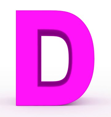 D harfi 3d temiz mor beyaz - 3d render izole