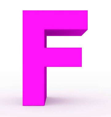 F harfi 3d temiz mor beyaz - 3d render izole