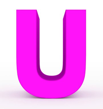 U harfi 3d mor beyaz - 3d render izole