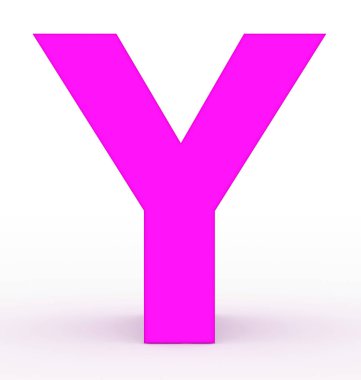 Y harfi 3d mor beyaz - 3d render izole