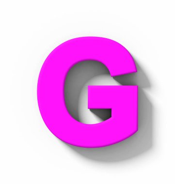 G harfi 3d mor beyaz gölge - orthogonal projeksiyon - 3d render ile izole