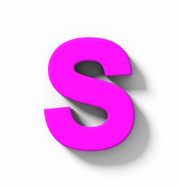 S harfi 3d mor beyaz gölge - orthogonal projeksiyon - 3d render ile izole