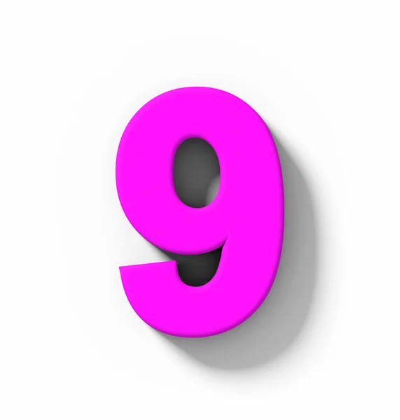 Número Púrpura Aislado Blanco Con Sombra Proyección Ortogonal Representación —  Fotos de Stock