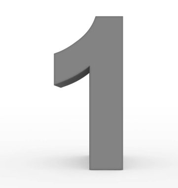 Sayı 1 - 3d işleme beyaz izole 3d temiz gri