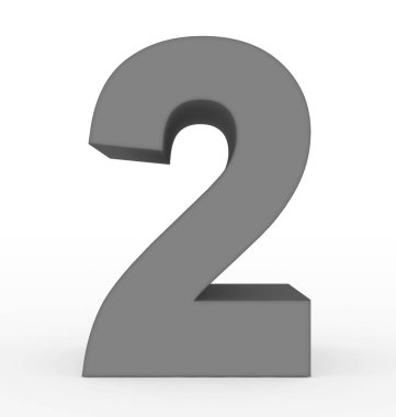 Sayı 2 - 3d işleme beyaz izole 3d temiz gri