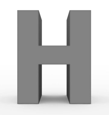 H harfi 3d temiz gri beyaz - 3d render izole