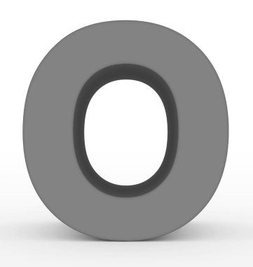 O harfi 3d gri beyaz - 3d render izole