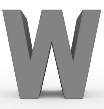 harf W 3d gri beyaz - 3d render izole