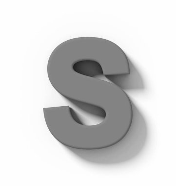 S harfi 3d orta gri beyaz gölge - orthogonal projeksiyon - 3d render ile izole