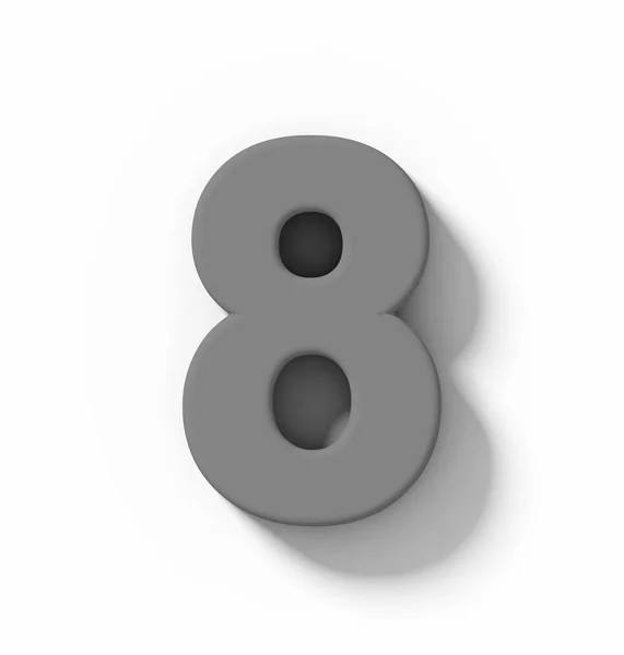 Number Medium Gray Isolated White Shadow Orthogonal Projection Rendering — Stock Photo, Image