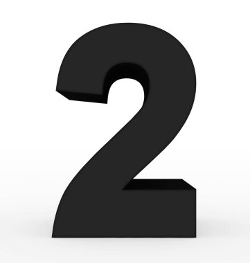 Sayı 2 - 3d işleme beyaz izole 3d temiz siyah
