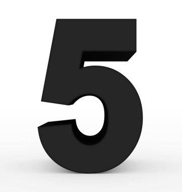Sayı 5 - 3d işleme beyaz izole 3d temiz siyah