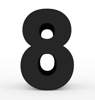 Sayı 8 - 3d işleme beyaz izole 3d temiz siyah