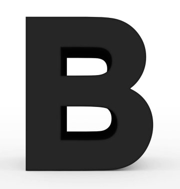 B harfi 3d temiz siyah beyaz - 3d render izole