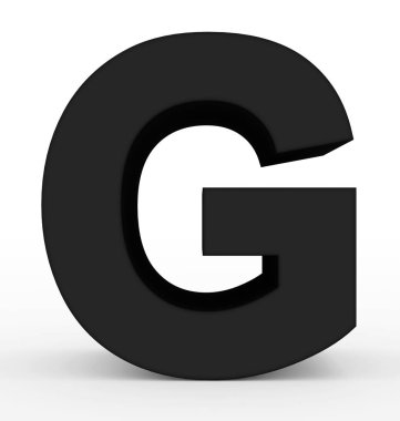 G harfi 3d temiz siyah beyaz - 3d render izole