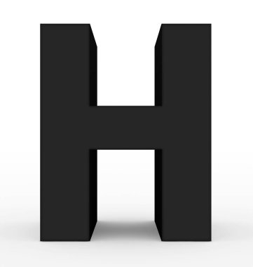 H harfi 3d temiz siyah beyaz - 3d render izole
