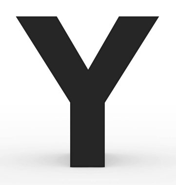 Y harfi 3d siyah beyaz - 3d render izole