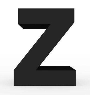 Z harfi 3d siyah beyaz - 3d render izole