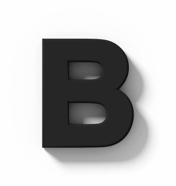 B harfi 3d siyah beyaz gölge - orthogonal projeksiyon - 3d render ile izole