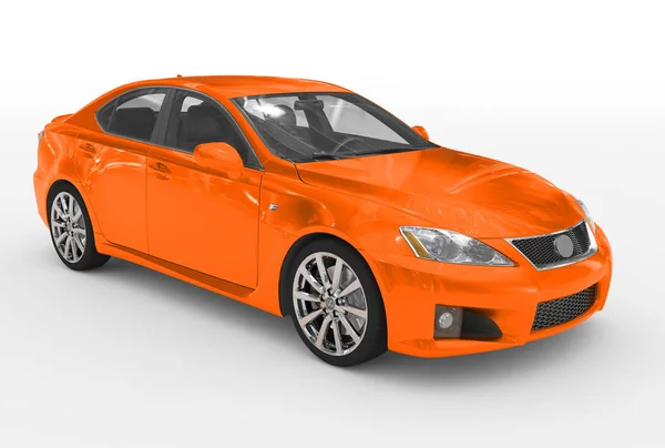 Auto Isolata Bianco Vernice Arancione Vetro Trasparente Vista Laterale Anteriore — Foto Stock