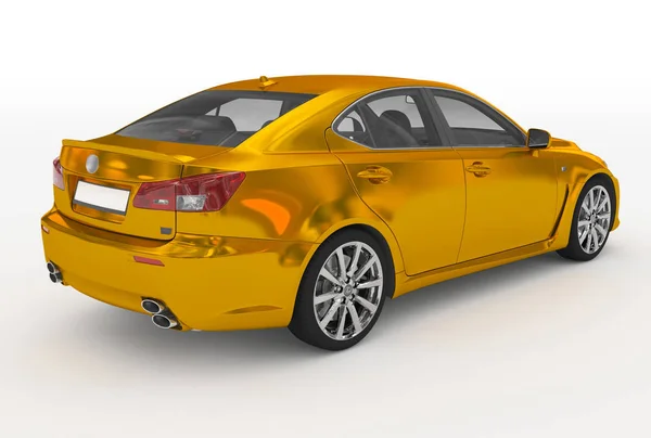 Carro Isolado Branco Dourado Vidro Transparente Retrovisor Direito Renderização — Fotografia de Stock