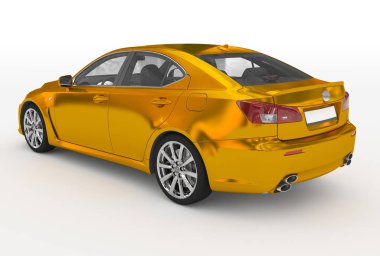 Beyaz - altın, şeffaf cam - arka sol yan görünümü - 3d render izole araba