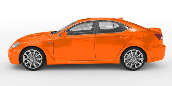 Auto Isolata Bianco Vernice Arancione Vetro Trasparente Vista Laterale Sinistra — Foto Stock