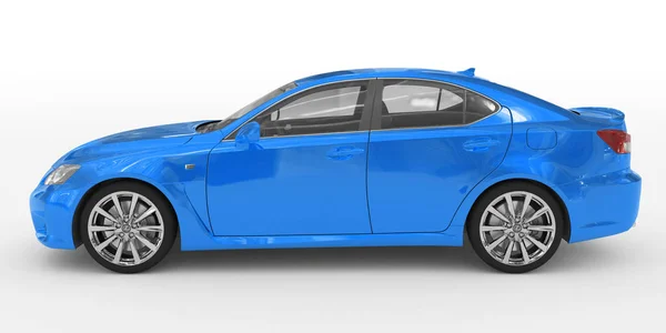 Bil Isolerad Vit Blå Färg Transparent Glas Vänster Sidovy Rendering — Stockfoto