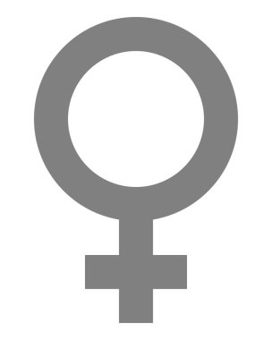 İzole kadın sembol simge - orta gri basit, - vektör çizim