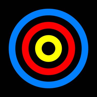 Hedef işareti - renkli sarı kırmızı mavi basit şeffaf, izole - vektör çizim