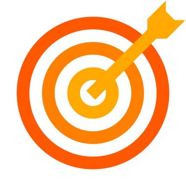 İşaret - turuncu tonları izole dart ile şeffaf hedef - illüstrasyon vektör