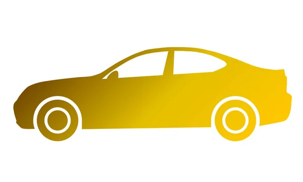 Icono Del Símbolo Del Coche Gradiente Dorado Aislado Ilustración Vectorial — Vector de stock