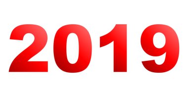 yıl 2019 - kırmızı degrade, izole numaraları - vektör çizim