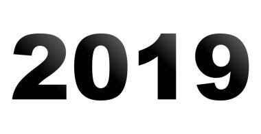 yıl 2019 - siyah degrade, izole numaraları - vektör çizim