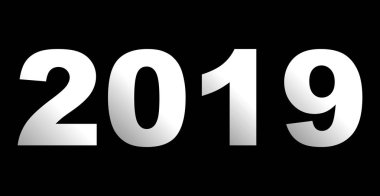 yıl 2019 - beyaz degrade, izole numaraları - vektör çizim