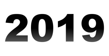 yıl 2019 - siyah degrade, izole numaraları - vektör çizim