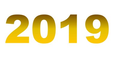 yıl 2019 - altın gradyan, izole numaraları - vektör çizim
