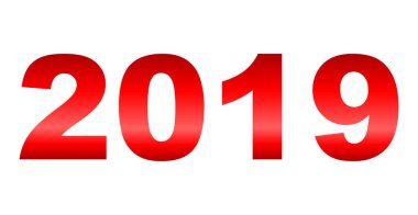 yıl 2019 - kırmızı degrade yansıma, izole numaraları - vektör çizim