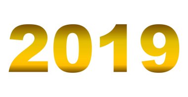 yıl 2019 - altın gradyan yansıma, izole numaraları - vektör çizim
