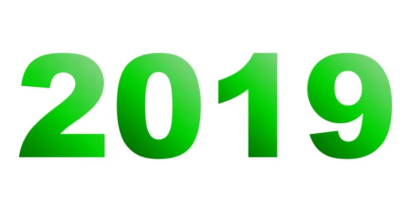 Yıl 2019 Yeşil Degrade Izole Numaraları Vektör Çizim — Stok Vektör