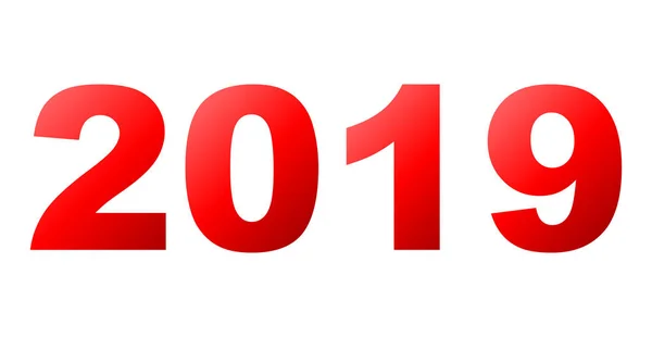 Yıl 2019 Kırmızı Degrade Izole Numaraları Vektör Çizim — Stok Vektör