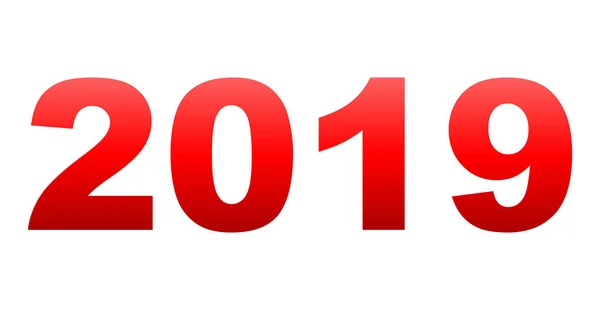 Yıl 2019 Kırmızı Degrade Izole Numaraları Vektör Çizim — Stok Vektör
