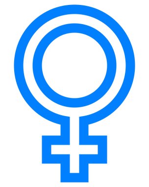 Kadın sembol simge - mavi özetlenen, illüstrasyon izole - vektör