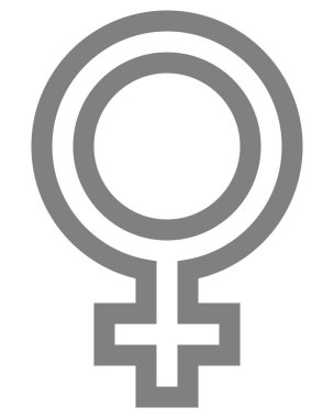 İzole kadın sembol simge - ana hatlarıyla, orta gri - vektör çizim